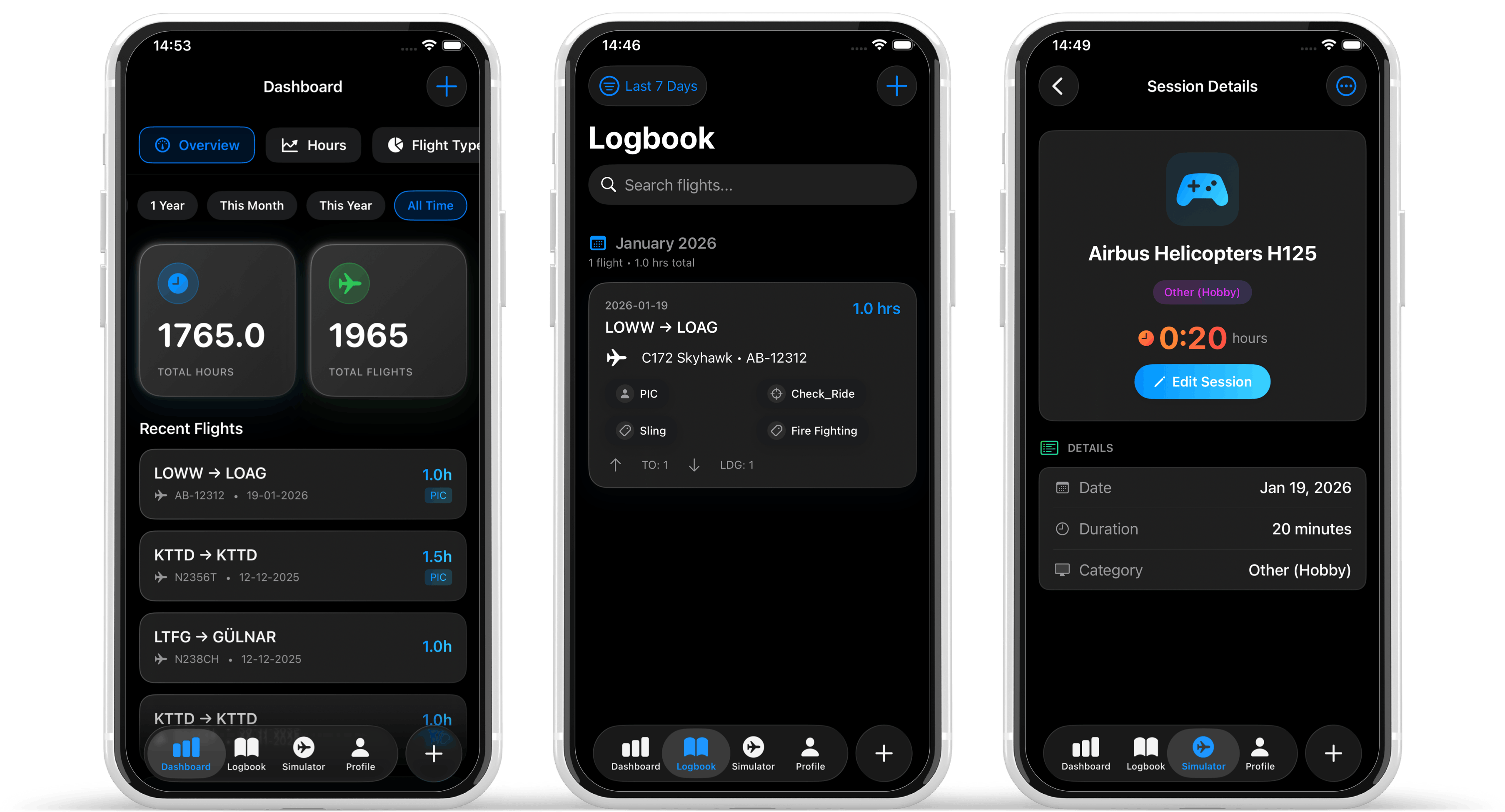 PilotLinked iOS App - Digital Logbook on iPhone