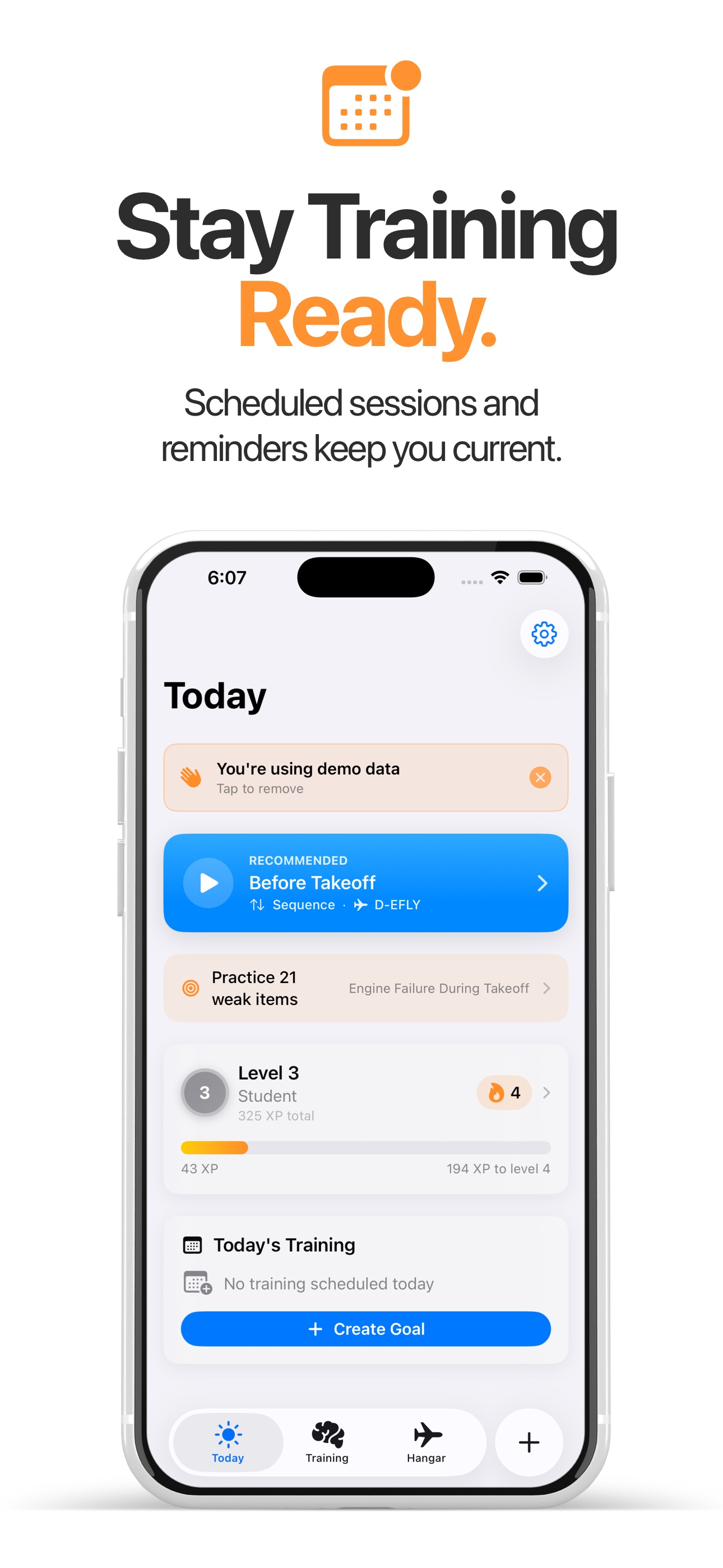 PilotCheck training start screen